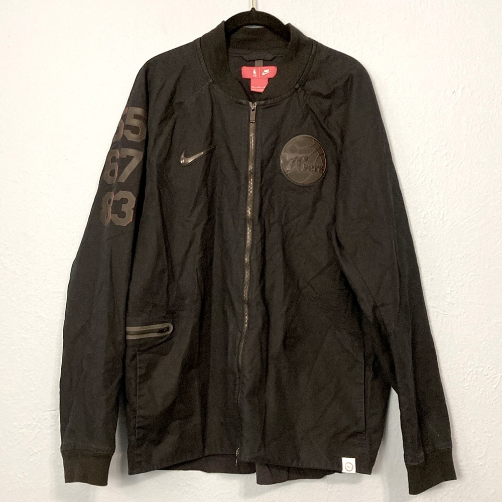 Nike Mens Size XXL Philadelphia 76ers Modern Varsity Jacket Black NBA Basketball